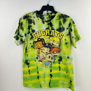 Delta Tshirt Mens Medium Green‎ Black Tie Dye Rugrats 90s Cartoons Short Sleeve